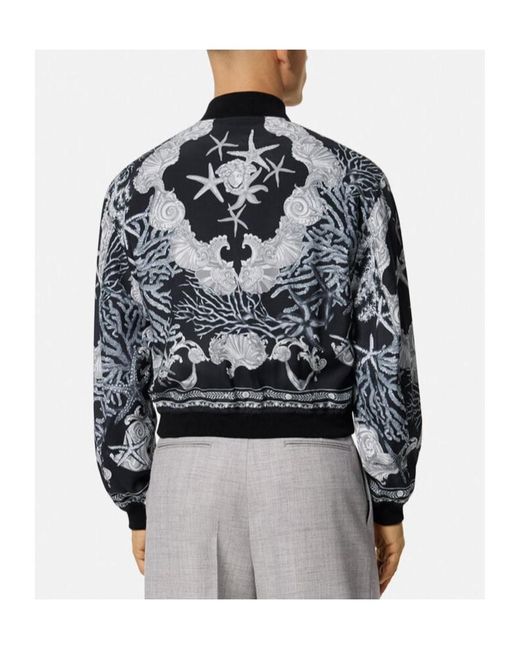 Versace Black Barocco Sea Reversible Zipped Bomber Jacket for men