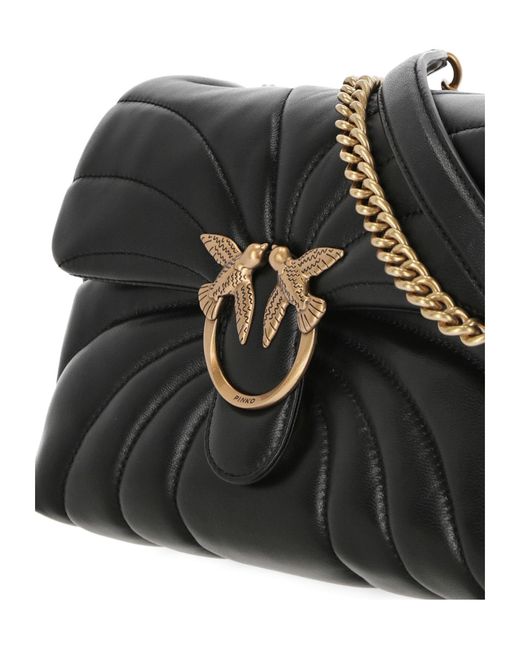 Pinko Black Love Puff Large Butterfly Quilted Crossbody Bag