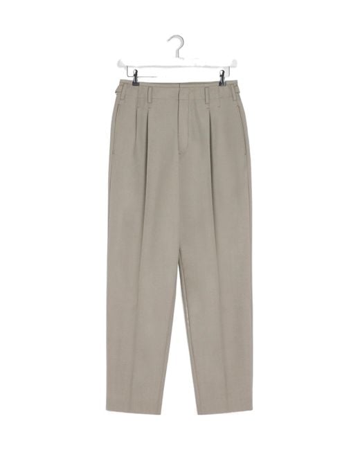 Lemaire Gray Pleated-Front Side-Adjustable Trousers for men