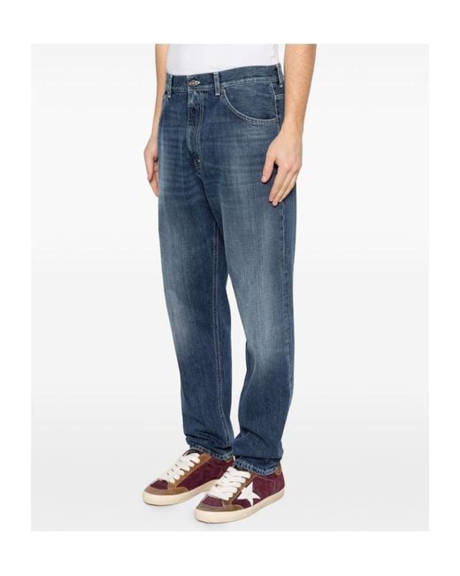 Dondup Blue Cuffed Straight-Leg Jeans for men