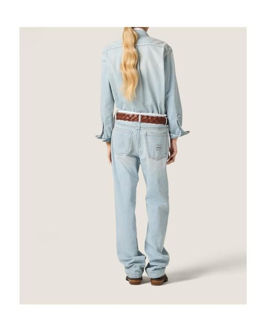 Miu Miu Blue Five-Pocket Washed Denim Jeans
