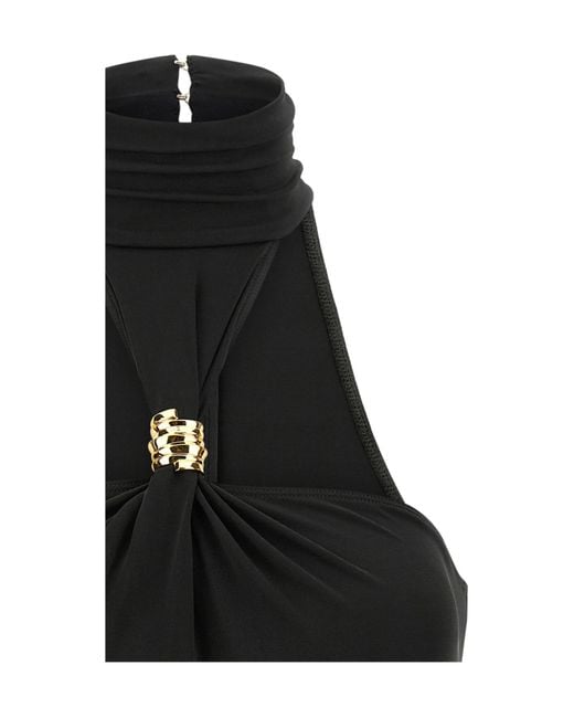 Elisabetta Franchi Black Embellished High-Neck Bodysuit