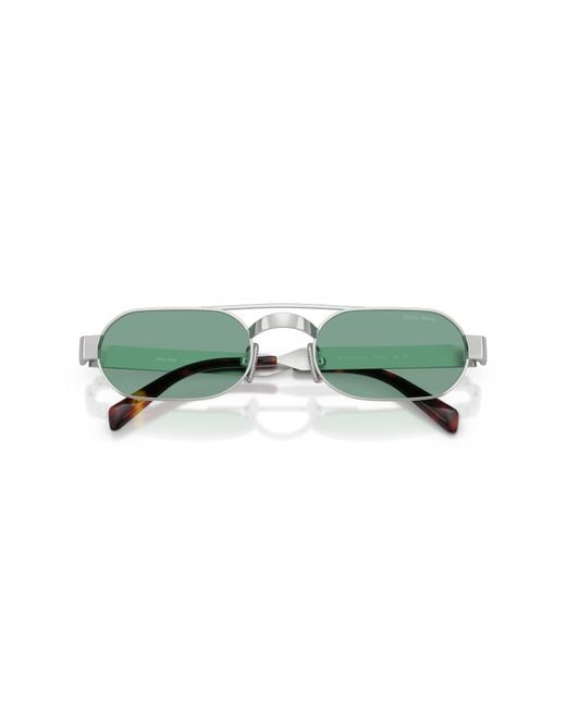 Miu Miu Green Eyewear Envie Geometric Frame Sunglasses