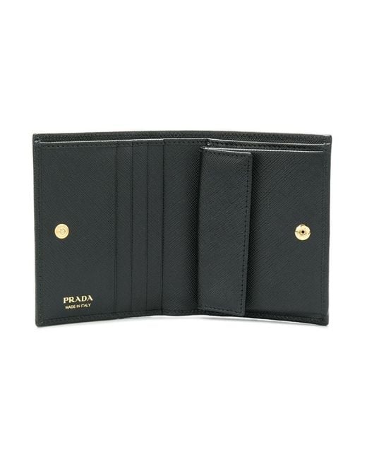Prada Gray Logo Plaque Small Wallet