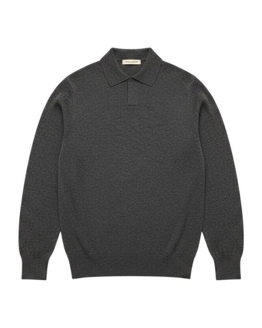 Brunello Cucinelli Gray Long-Sleeve Knitted Polo Shirt for men