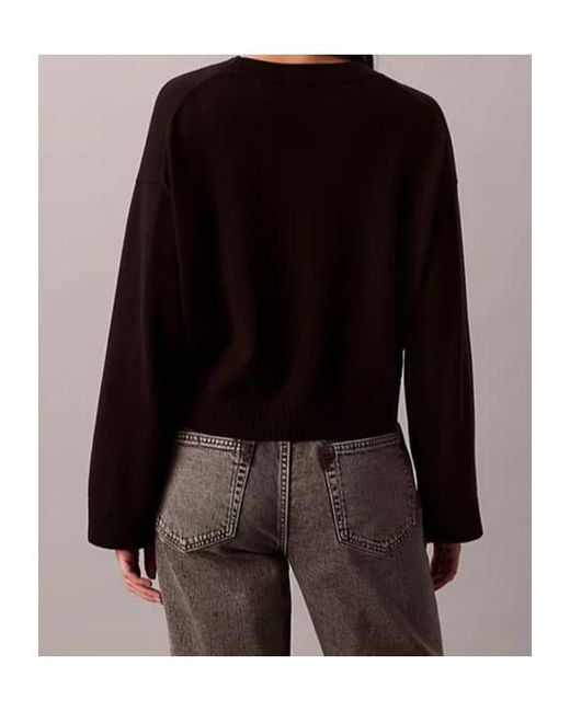 Calvin Klein Black Smooth Cotton Monogram Jacquard Top