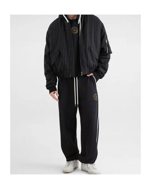 Dolce & Gabbana Black Cotton Fleece Jogging Trousers for men