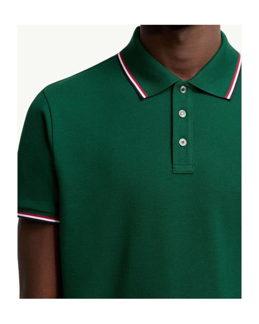 Moncler Green Logo Patch Short-Sleeved Polo Shirt for men