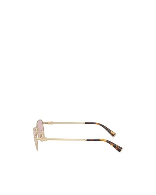 Miu Miu Pink Eyewear Rectangular Frame Full Rim Sunglasses