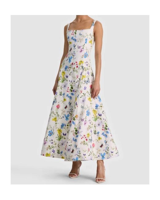 Alice + Olivia Blue Polly Flared Midi Dress