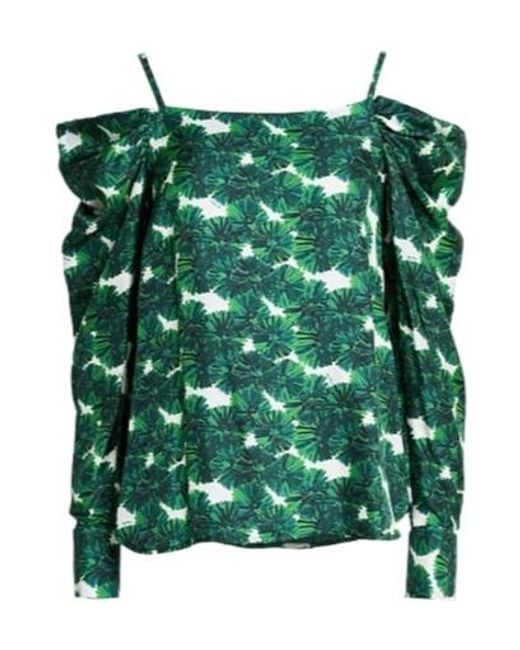 Max Mara Green Long-Sleeved Off-The-Shoulder Top