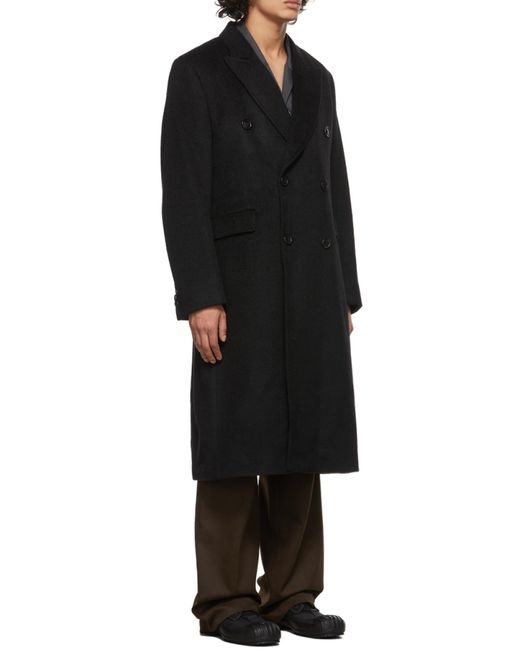Our Legacy Black Double-Breasted Long Coat for men