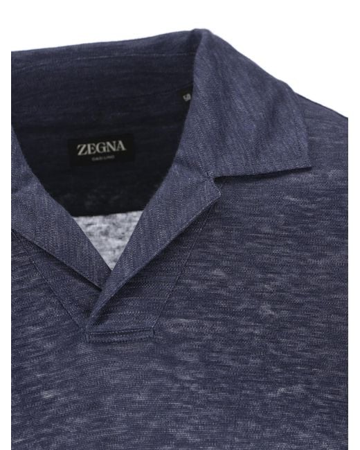 Zegna Blue Short-Sleeved Polo Shirt for men