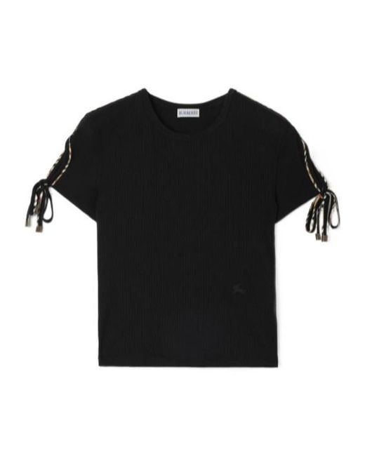 Burberry Black Lace-Up Sleeve T-Shirt