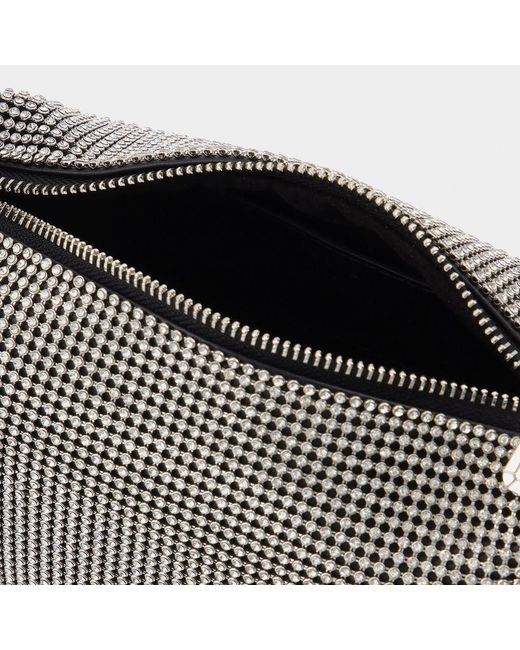 Eera Black Moonbag Clutch With Crystal Accents
