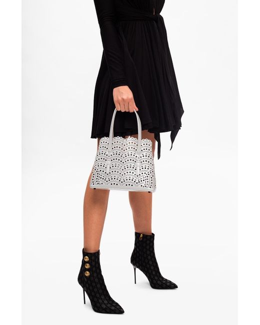 Alaïa White Alaïa Mina 25 Laser-Cut Tote Bag