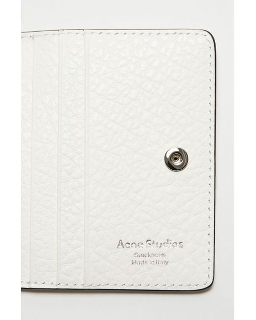 Acne White Logo Detailed Bi-Fold Card Case for men