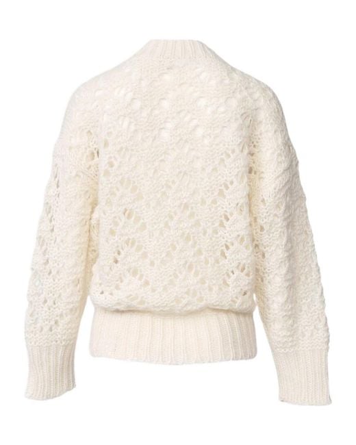 Fabiana Filippi White Long-Sleeved V-Neck Jumper