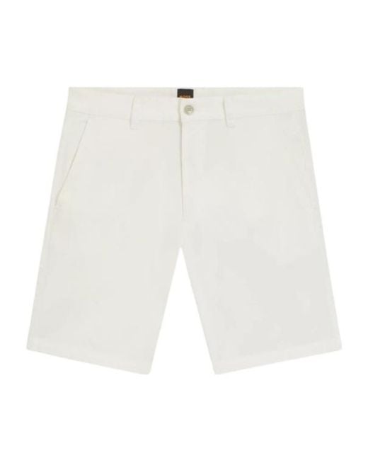 Boss White Slim-Fit Chino Shorts for men