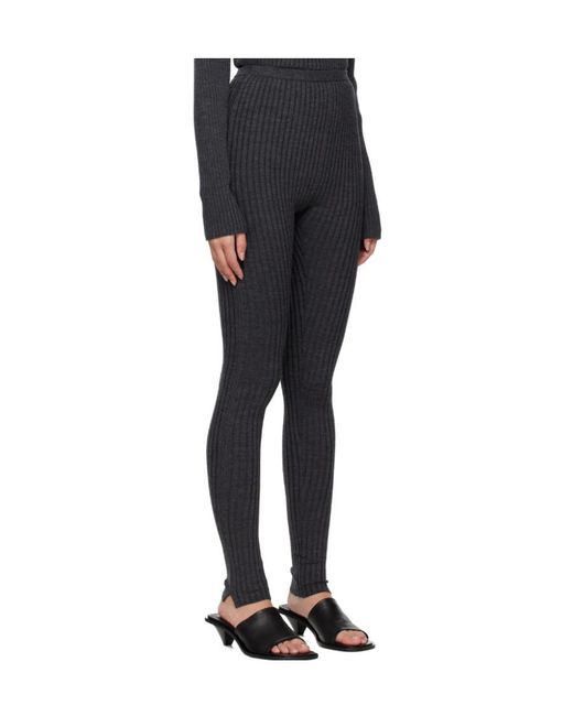 Totême Gray Skinny-Cut Ribbed Leggings