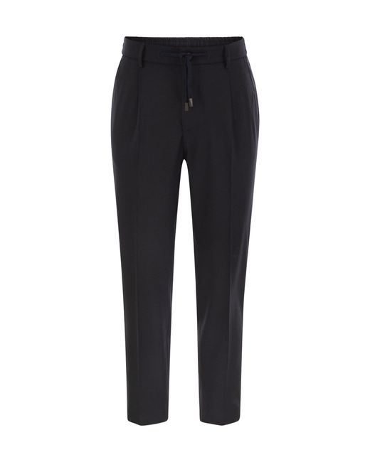Peserico Black Technical Virgin Wool Gabardine Jogger for men