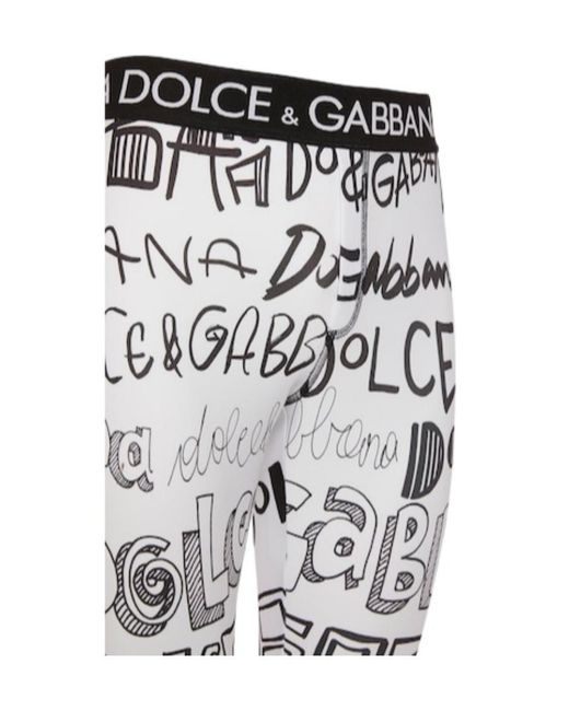 Dolce & Gabbana Gray Logo Printed Leggings for men