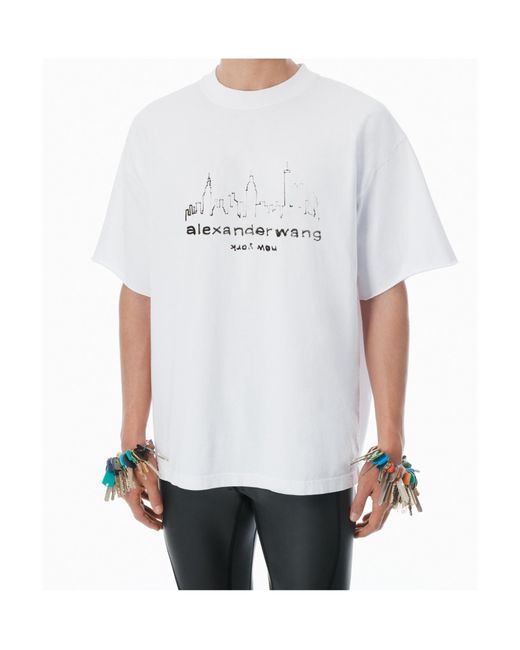 Alexander Wang White Logo-Printed Oversized T-Shirt for men
