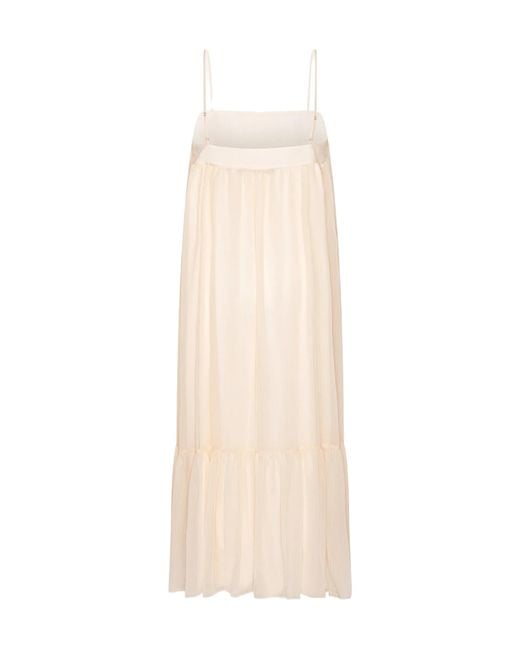 ROTATE BIRGER CHRISTENSEN White Chiffon A-Line Midi Dress