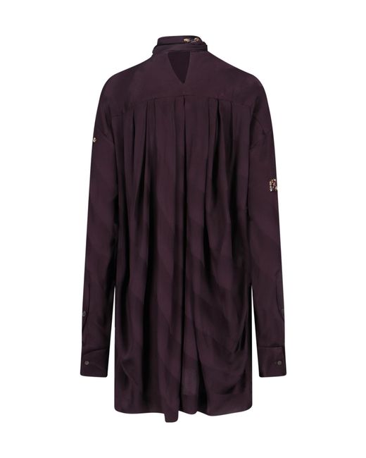Dries Van Noten Purple Silk Blouse With Crystals