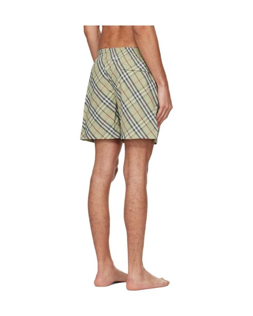 Burberry Green Check Swim Shorts for men
