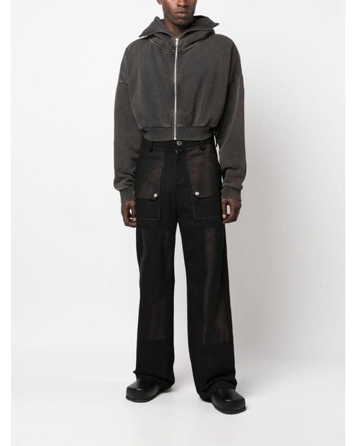 Entire studios Black Long Sleeved Cropped Zipped Hoodie