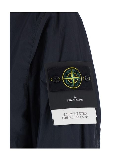 Stone Island Blue Crinkle Reps Ny Zip Jacket for men