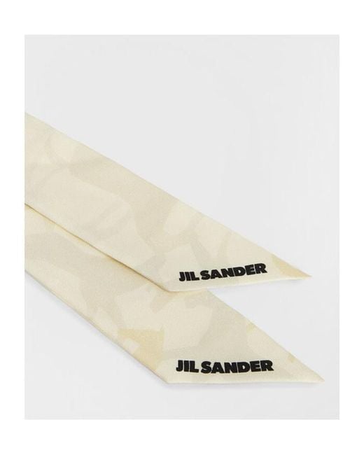 Jil Sander White Printed Silk Foulard