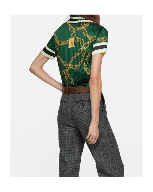 Acne Green Pleated Printed Blouse