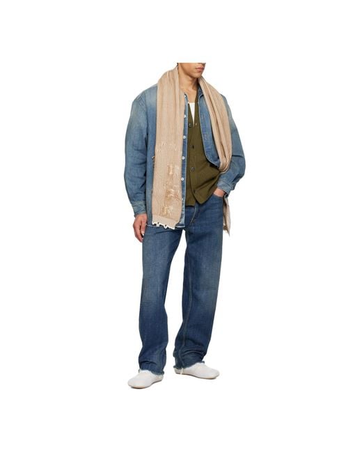 MM6 by Maison Margiela Natural Rectangular Ribbed Knit Scarf for men