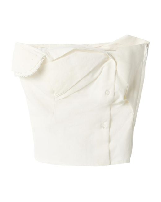Miu Miu White Strapless Poplin Top
