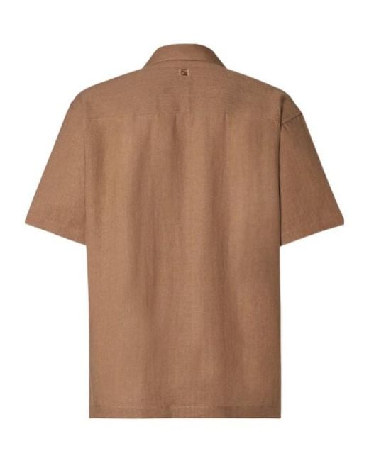 Fendi Brown Collared Short-Sleeve Shirt for men