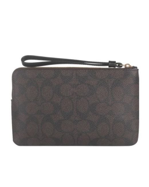 COACH Black Large Corner Zip Wristlet