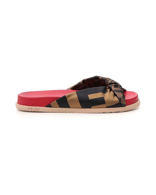 Fendi Red Cross Slippers