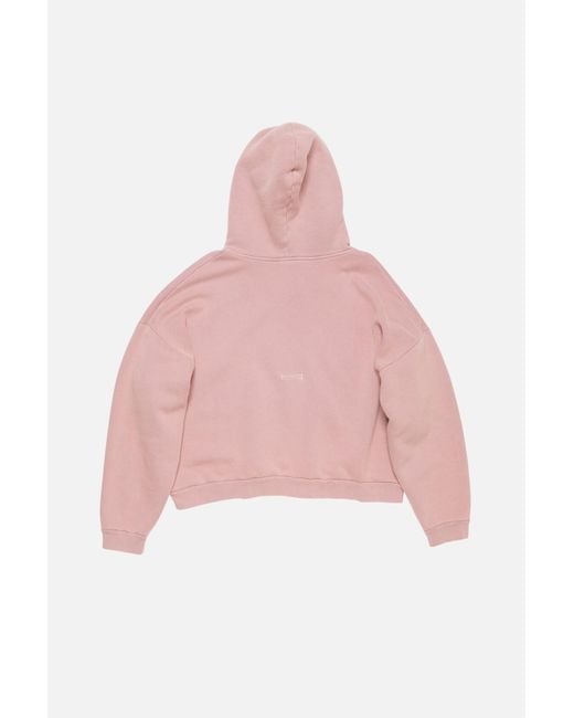 Acne Pink Logo Patch Drawstring Hoodie for men