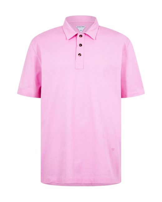 Bottega Veneta Pink Logo Polo Shirt for men
