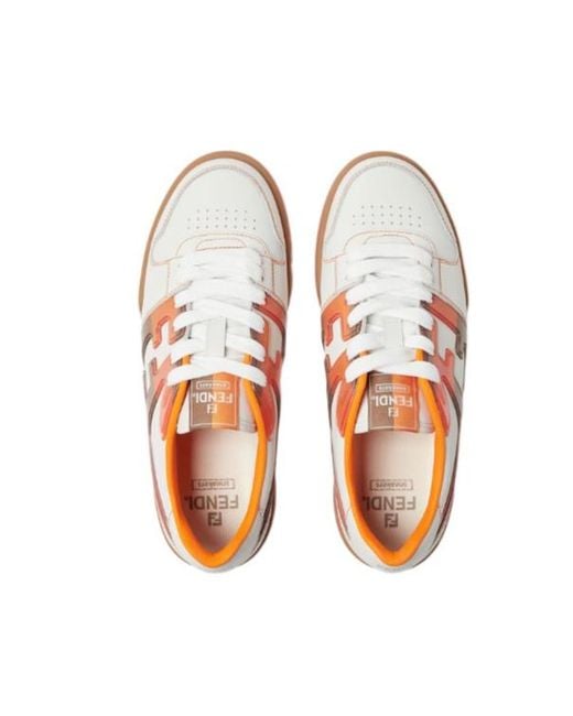 Fendi White Match Lace-Up Sneakers for men