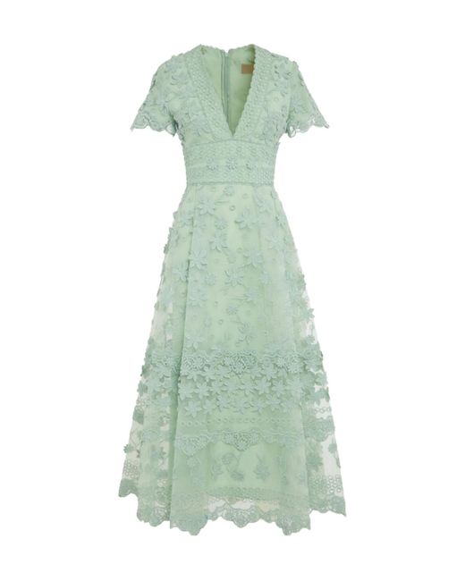 Elie Saab Green Flower Embroidered Dress