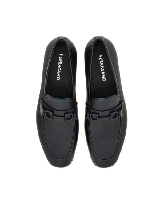 Ferragamo Blue Ferragamo Gancini Ornament Moccasin Loafers for men