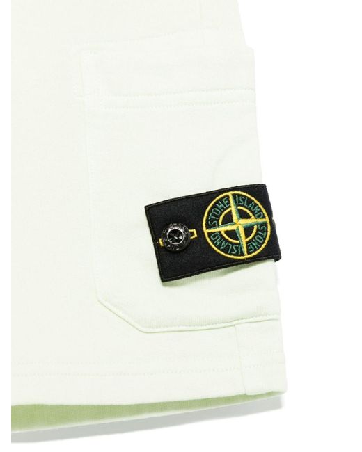Stone Island White Junior Compass-Patch Elasticated Waistband Shorts