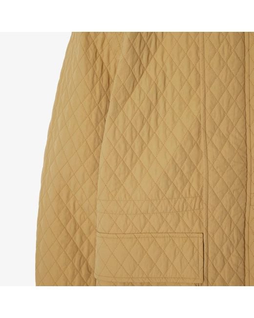 Burberry Natural Drawstring Waist Quilted Hooded Jacket