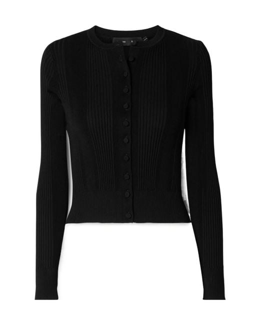 Proenza Schouler Black Currin Ribbed-Knit Cardigan