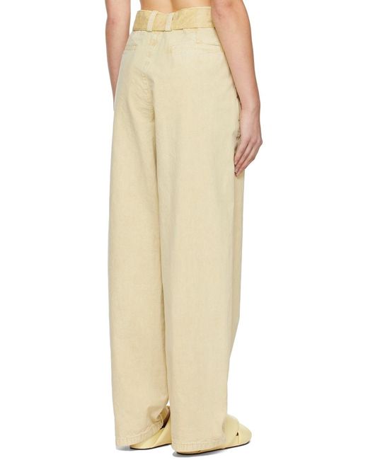 Jil Sander Natural Belted Wide Leg Pants