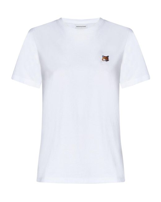 Maison Kitsuné White Maison Kitsuné Fox Head Patch Crewneck T-Shirt