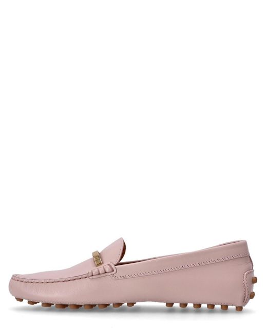 Tod's Pink Logo Plaque Loafers